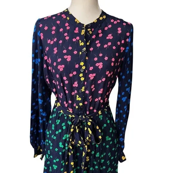 Boden NWT Maxi Floral Pattern Long Sleeve Button-Front Dress Size 8R